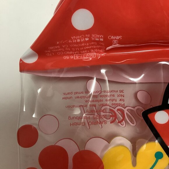 Vintage 1995 Hello Kitty Clear Plastic Tote Bag Red Dots Tropical Flowers Birds - Picture 8 of 16